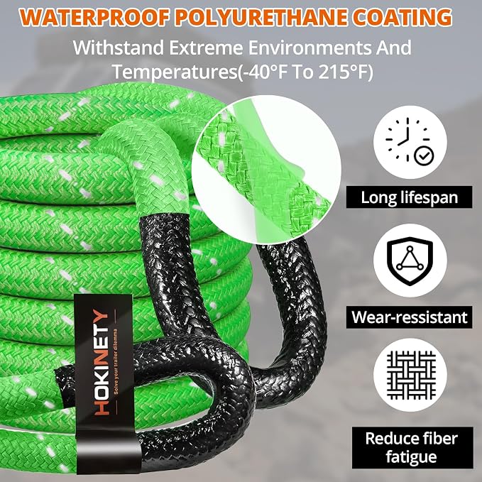 Kinetic Recovery Tow Rope: 1.26" x 30ft 55000LBS Reflective Snatch Strap - Image 6