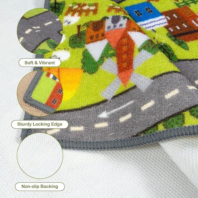 STARUIA Washable Kids Play Rug for Playroom, Boys Car Rug for Kids Toy Cars - Image 3