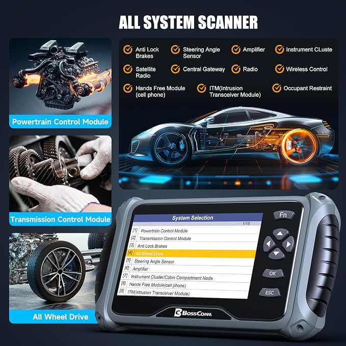 BOSSCOMM IF745 OBD2 Scanner, All Systems Car Code Reader Scan Tool - Image 3