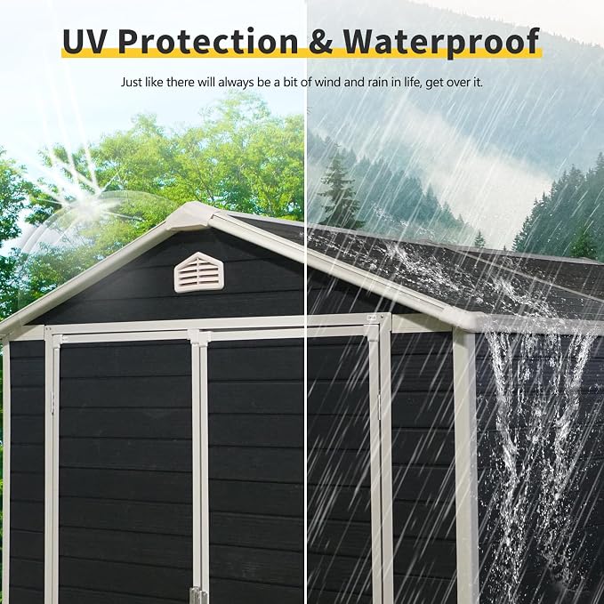 6x8 FT Outdoor Storage Shed, Resin Garden Shed - Image 5