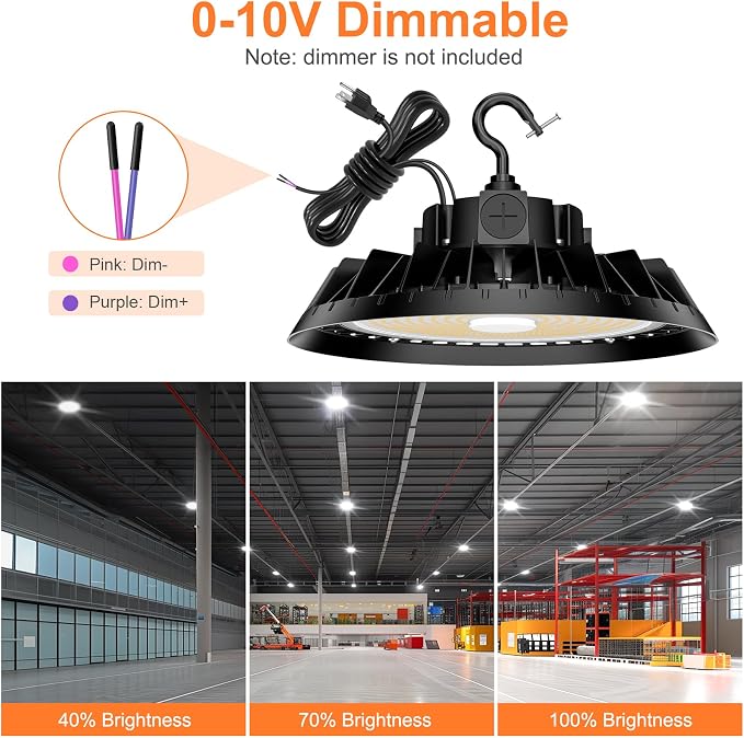 LED High Bay Lights, 150W UFO High Bay LED Shop Lights, 22500LM Adjustable CCT - Image 8