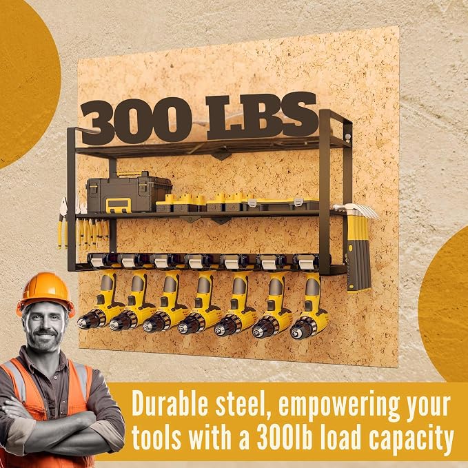 Power Tool Organizer Wall Mount 3 Tier 7 Drill Holders support up to 300Lbs - Image 3