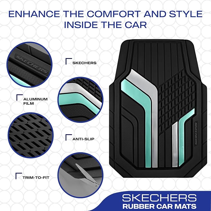 Skechers Heavy Duty Rubber Car Floor Mats, Wo Tone Design Floor Mats, All - Image 4