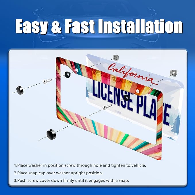 Retro Rainbow License Plate Frame Hippie Rainbow Stripes License Plate - Image 3