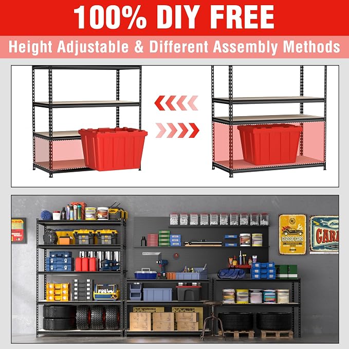 WORKPRO 5-Tier Metal Storage Shelving Unit, 36”W x 18”D x 72”H, Adjustable - Image 6