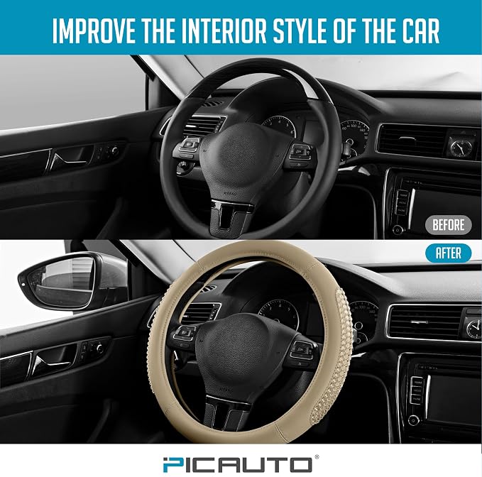 PIC AUTO Gel Particles Steering Wheel Cover, Universal Fit 14.5"-15.5" - Image 5