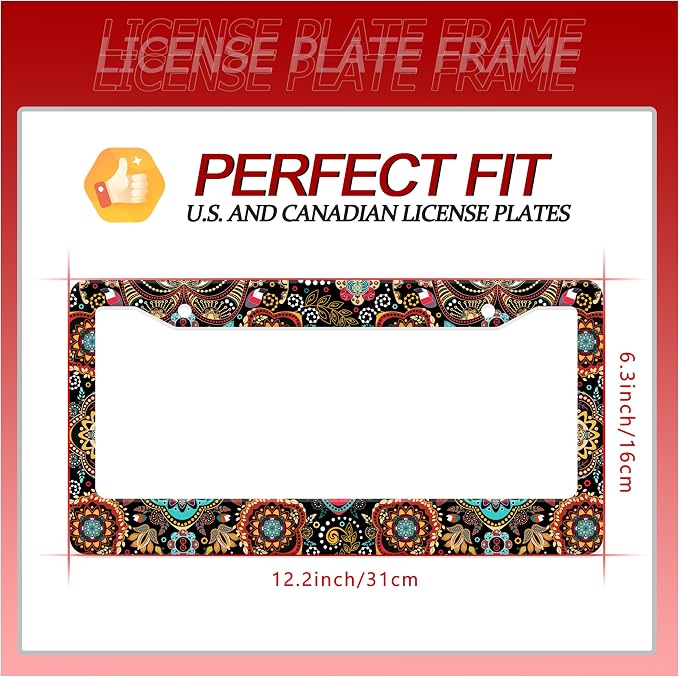 Personalized License Plate Frame Stainless Steel Floral Print Funny Boho Flower - Image 2