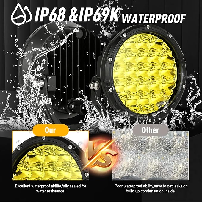 BIGLION.X 7inch Amber Round Off Road Lights Pair 210W 32000LM Super Bright - Image 5