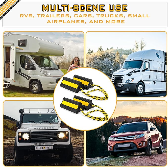 4 Pair Heavy Duty Wheel Chocks for RV Trailer, Rubber Wheel Stoppers, Dual - Image 6