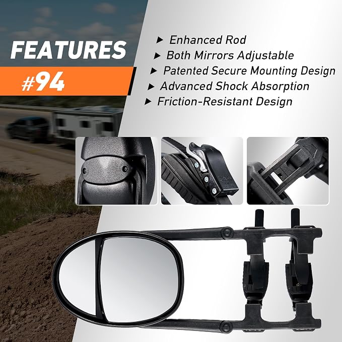Extended Towing Mirrors, Universal Clip-On Side Mirror Extensions - Image 4
