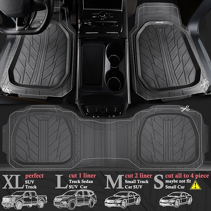 CAR PASS DeepDish Floor Mats for Cars Full Set, Heavy Duty Rubber Car Mats - Image 3