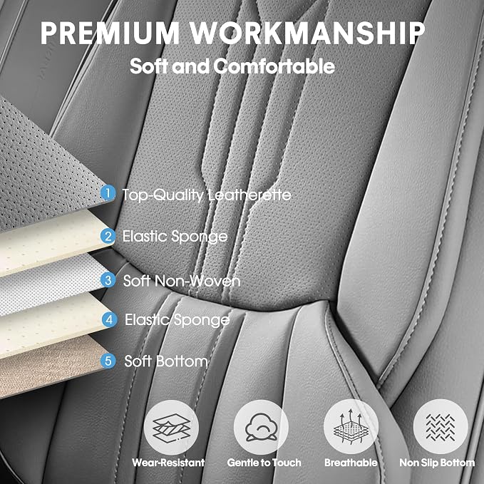AOOG Car Seat Covers Full Set, Leather Seat Covers - Image 5