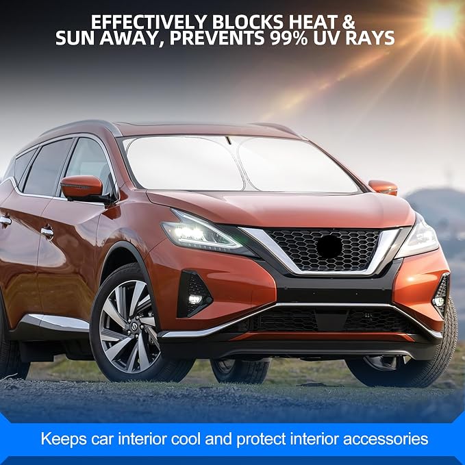 Windshield Sun Shade for Ni-ss-an Murano 2015-2024 Foldable Sunshade Custom Fit - Image 7
