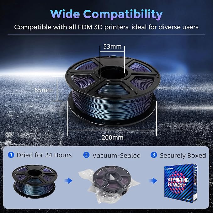 FLASHFORGE PLA Filament 1.75mm +/- 0.02mm Burnt Titanium, Color Changeable 3D - Image 7