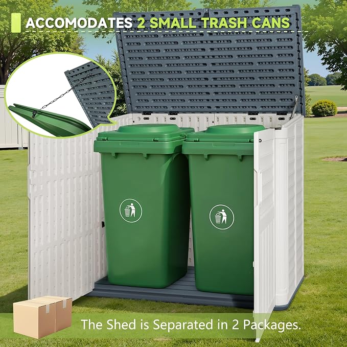 Devoko Resin Outdoor Storage Shed, 34 Cu Ft Outdoor Storage Cabinet Without - Image 3