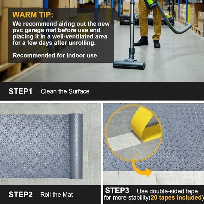 7.5x25 FT Garage Floor Mat, Updated 2.8mm Thicked Flooring Roll - Image 8