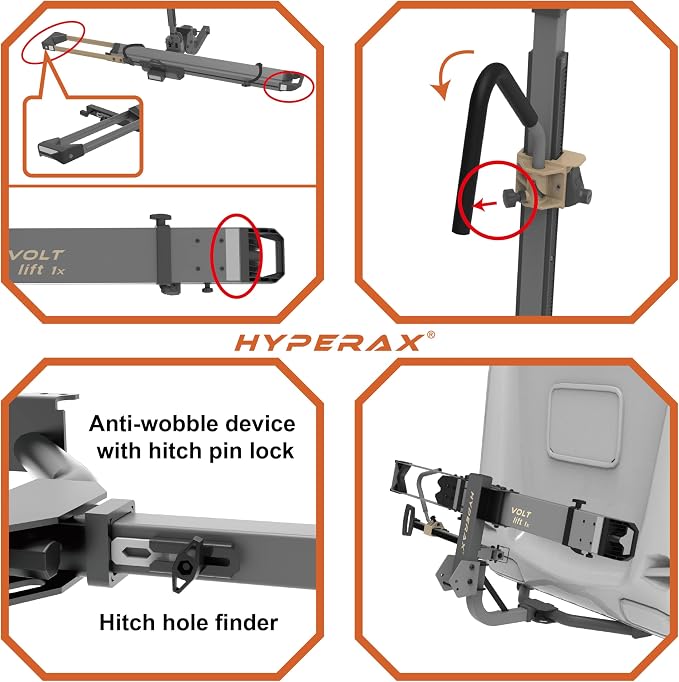HYPERAX Patented Lift Assisted Volt Lift 1x RV Rated Hitch Mounted 2 E Bike - Image 4