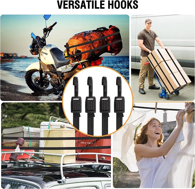 Bungee Cords with Hooks, 40 Inch Flat Adjustable Bungee Cords with Hooks Heavy - Image 6