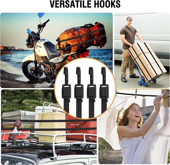Bungee Cords with Hooks Heavy Duty, Flat Adjustable Bungee Cords with Hooks 40 - Image 8