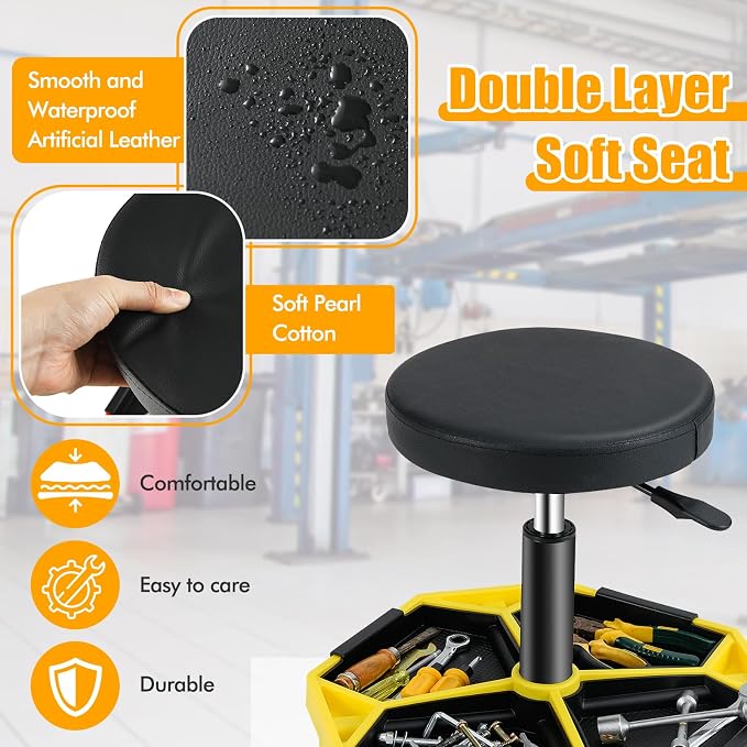 Adjustable Mechanic Rolling Stool, Pneumatic Rolling Stool - Image 6