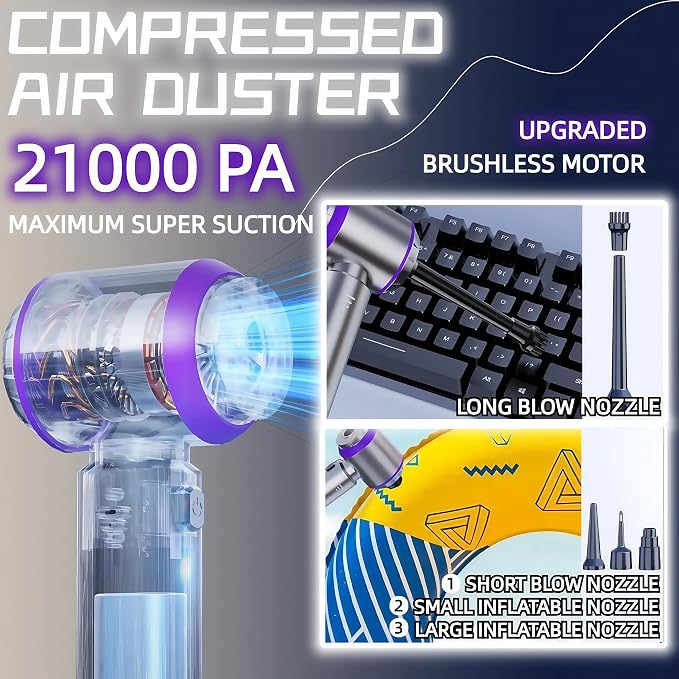 Handheld Car Vacuum Cleaner, 21000PA Rechargeable High Power Cordless Mini - Image 3
