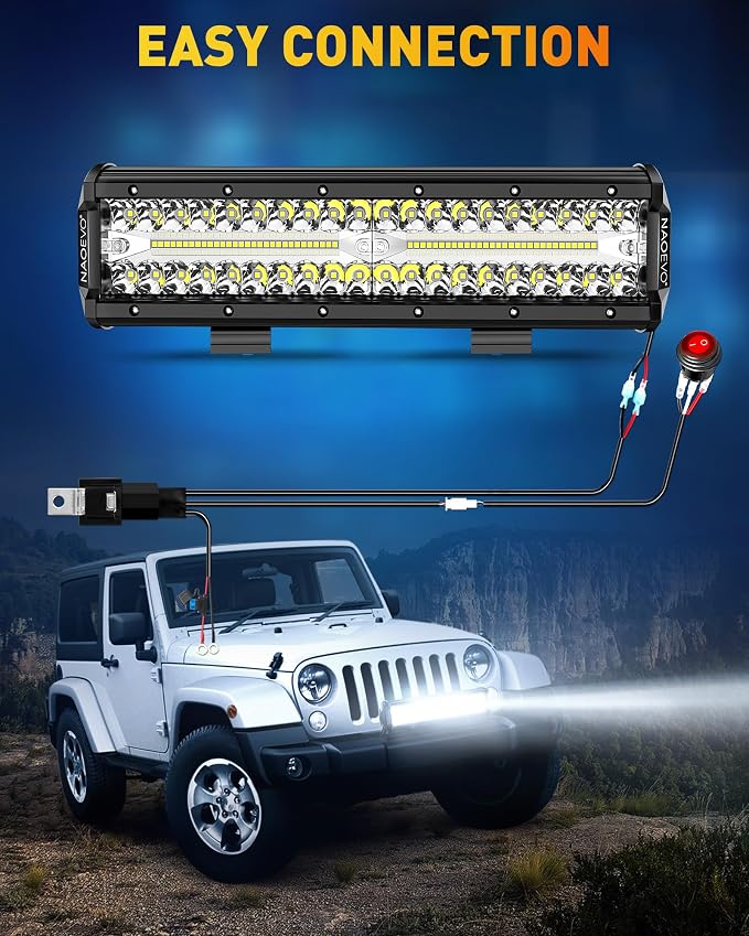 NAOEVO 12 Inch LED Light Bar, 300W 30000LM LED Offroad/Driving/Fog Lights - Image 8