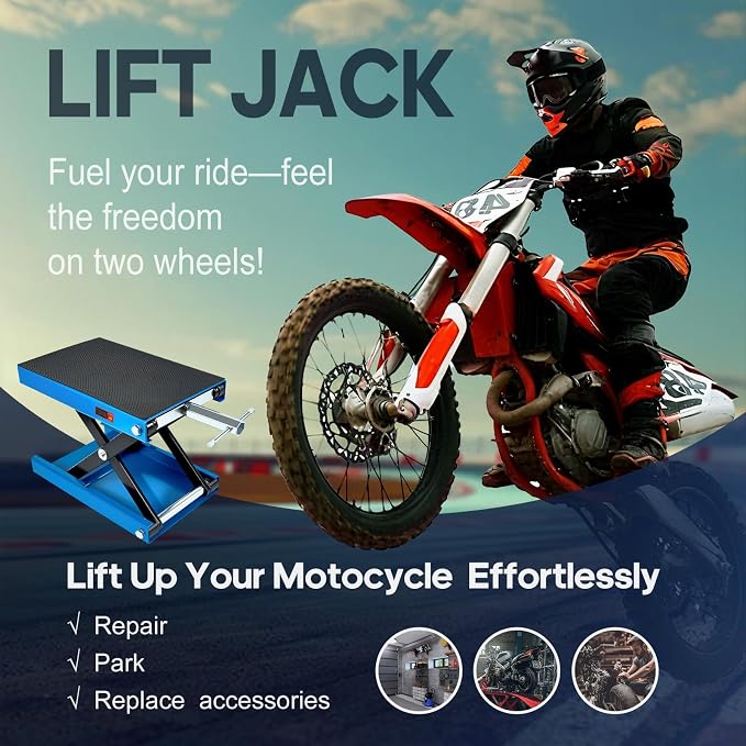 Motorcycle Lift Scissor Jack, 1200 LB Capacity Wide Deck Hoist Stand - Image 7