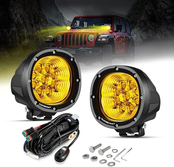 Auxbeam 4 Inch Amber Round LED Driving Light by Auxbeam
