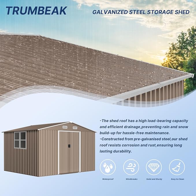 10FT x 8FT Metal Outdoor Storage Shed, Garden Sheds & Outdoor Storage - Image 5