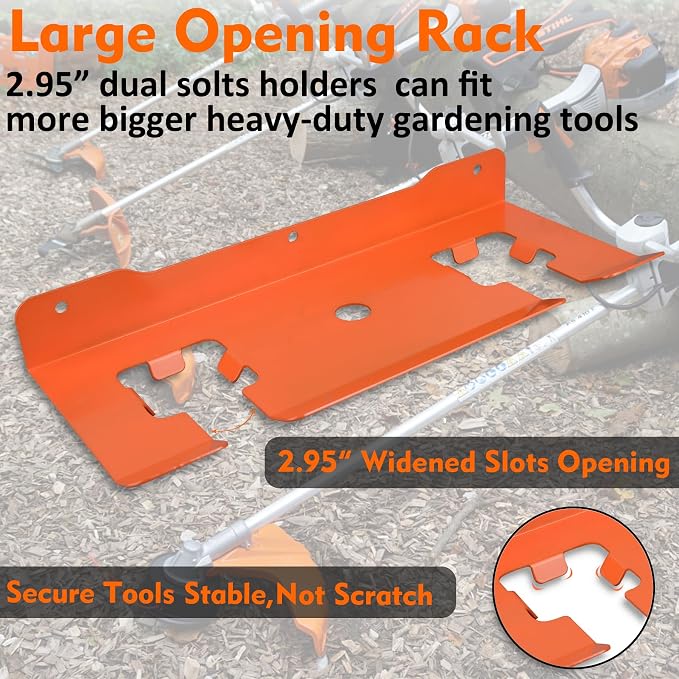 MUTUACTOR Weed Eater Hanger Heavy Duty, 2 Slots Large Opening Garage Organizer - Image 3