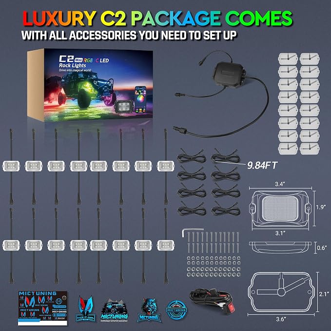 MICTUNING C2 MAX RGB+IC LED Rock Light - Image 8