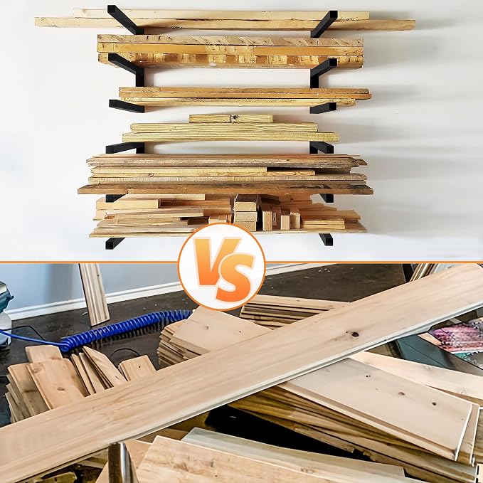 Wood Storage Racks with 3 Level, Garage Organizer Lumber Storage Rack Wall - Image 6
