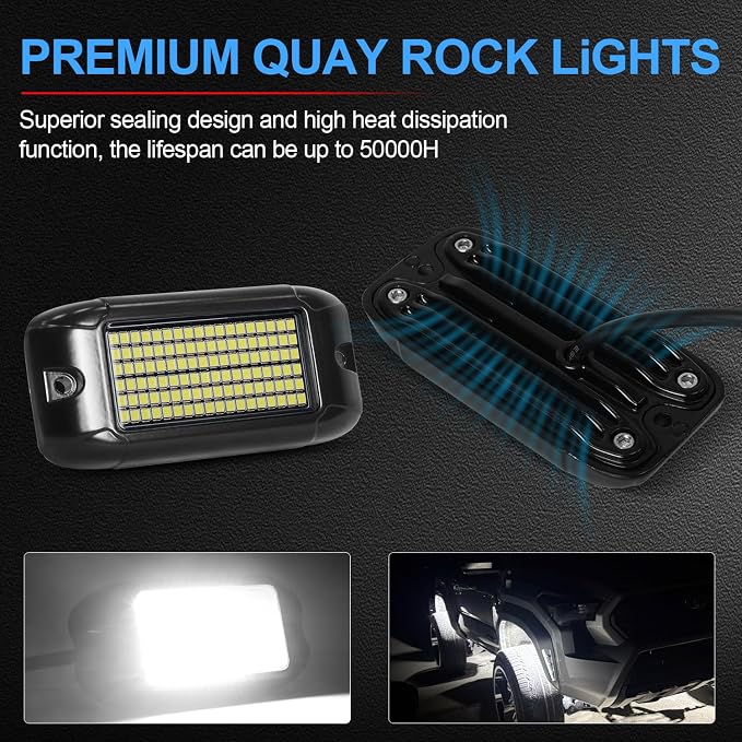 Nicoko 108 High-Power LEDs per Pod 4Pods Pure White Rock Lights Ultra-Bright - Image 2