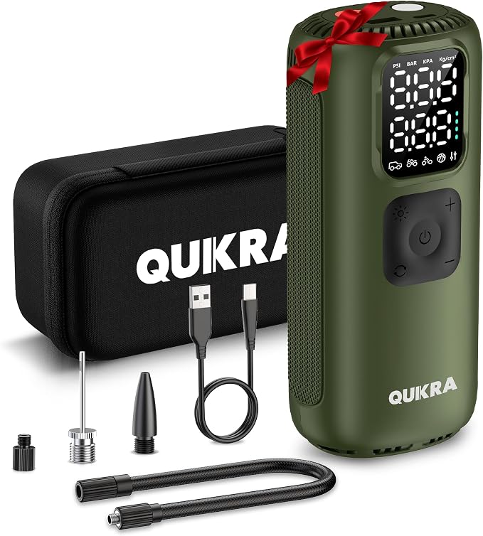T22 Tire Inflator Protable Air Compressor, 3× Faster Auto Cordless Air Pump by QUIKRA