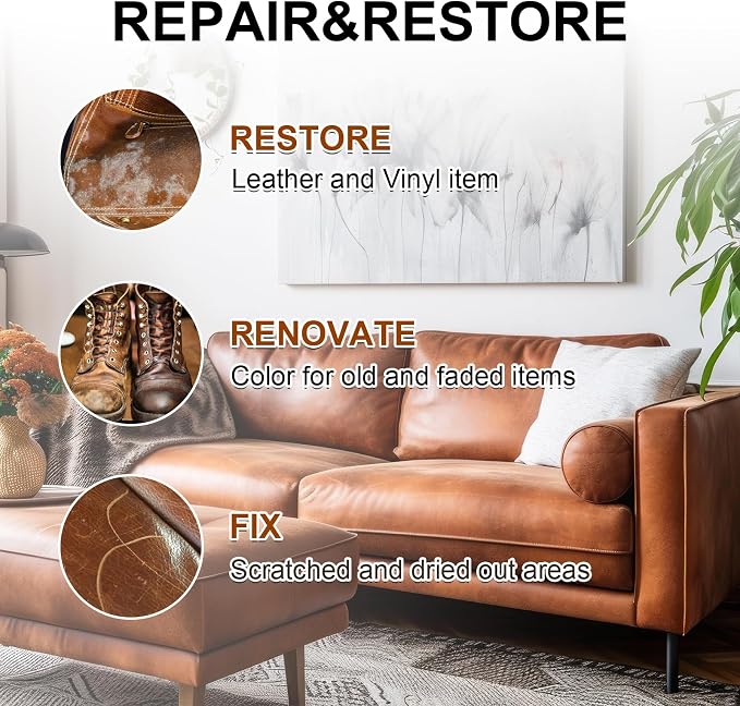Leather Recoloring Balm Set, Leather Cleaner Restore Conditioner Mink Oil - Image 3