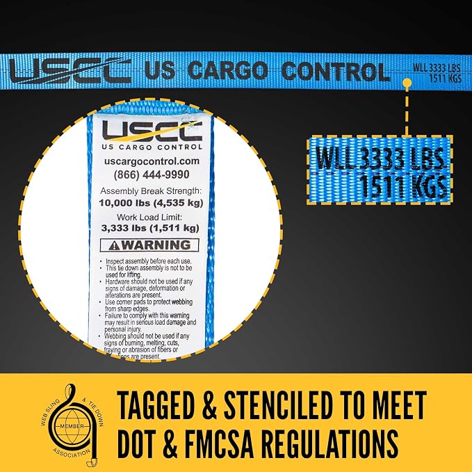 US Cargo Control 2 Inch Wide x 18 Foot Long Heavy Duty Ratchet Strap - Image 3