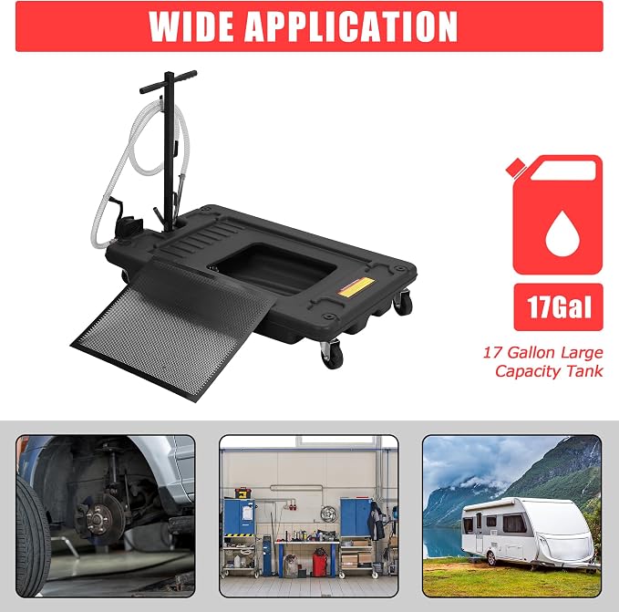 ‌17 Gal Low Profile Oil Drain Pan, Heavy Duty Mobile Oil Changing Pan - Image 6