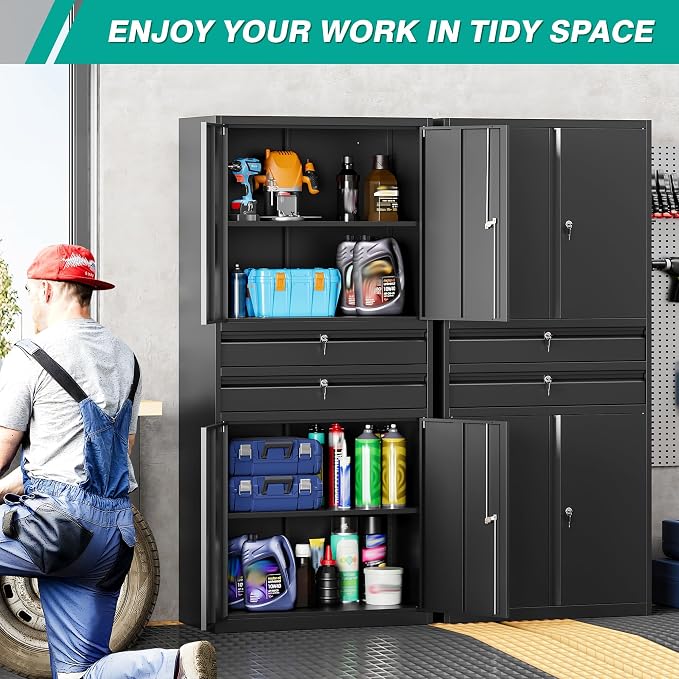 Metal Storage Cabinet with Drawer and Locks - Image 3