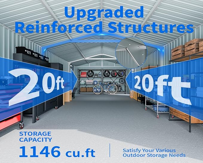 10x20 Metal Shed, Metal Garage Building - Image 3