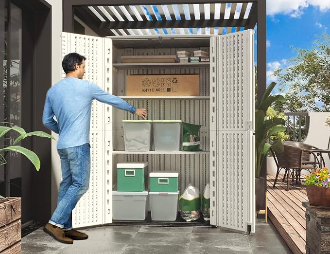ADDOK Outdoor Storage Cabinet Waterproof, Outdoor Storage Sheds - Image 7