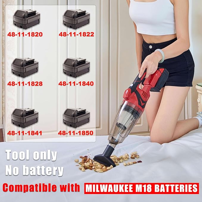 Cordless Vacuum Cleaner for Milwaukee M18 Battery, Wireless Handheld Power - Image 2