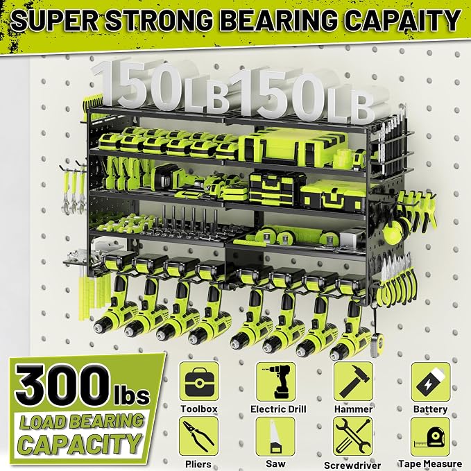 5 Layers Power Tool Organizer Wall Mount, Metal Cordless Tool Storage Rack - Image 5