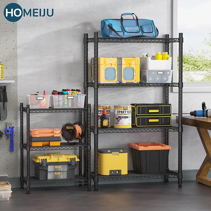 Homeiju 3-Shelf Storage Rack, Adjustable Height Metal Shelving Unit, Heavy Duty - Image 7