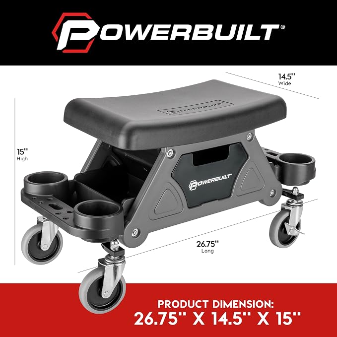 Powerbuilt Heavy-Duty Utility Rolling Seat Upgraded - Image 7