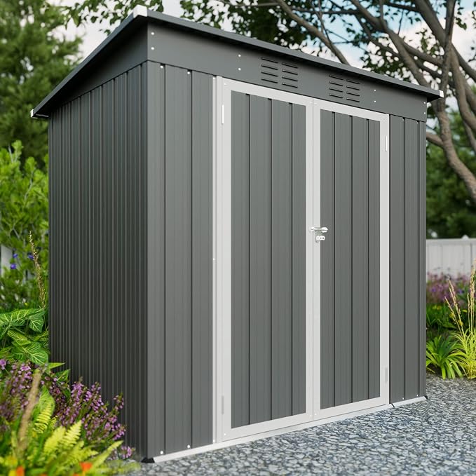 4'x6' Metal Shed Outdoor Storage Shed, Metal Steel Utility Tool Shed Storage - Image 6
