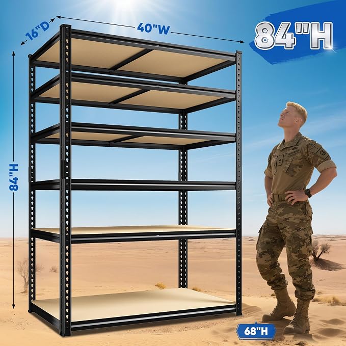 84" H Garage Shelving, 6 Tier Storage Shelves Load 3000 lbs, Adjustable Garage - Image 3
