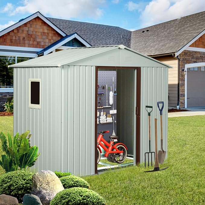 4x8 FT Outdoor Storage Shed, Metal Garden Shed - Image 2