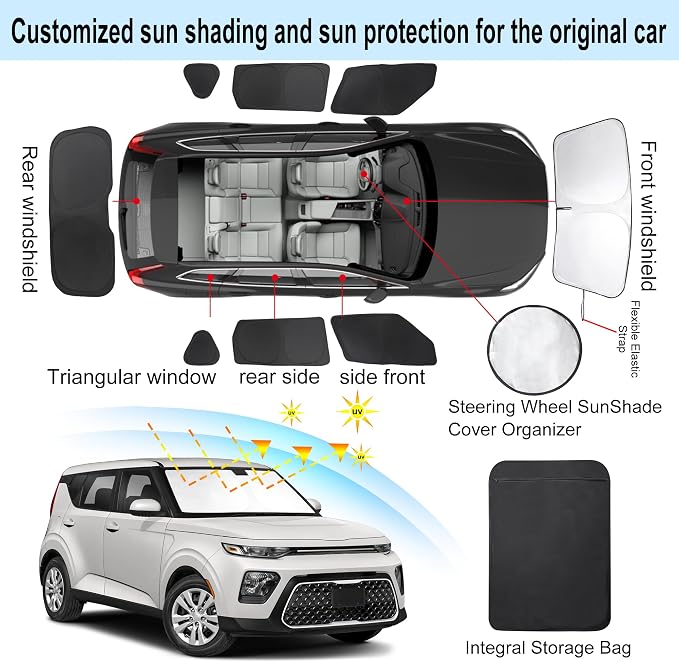 TINGLU Window Shades for Kia Soul 2020-2024 2025 Accessories Car Side Full - Image 3