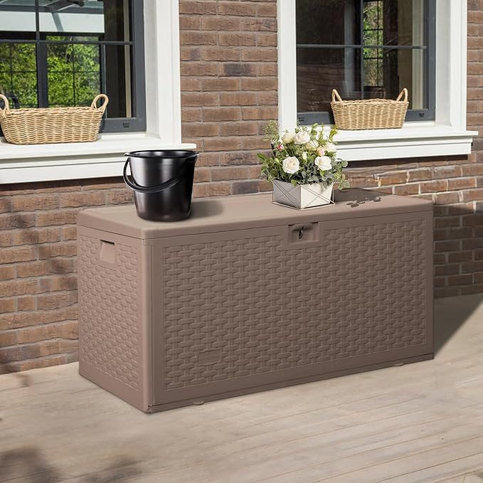73 Gallon Pro Waterproof Outdoor Storage Pro Resin Deck Box Bin - Image 4