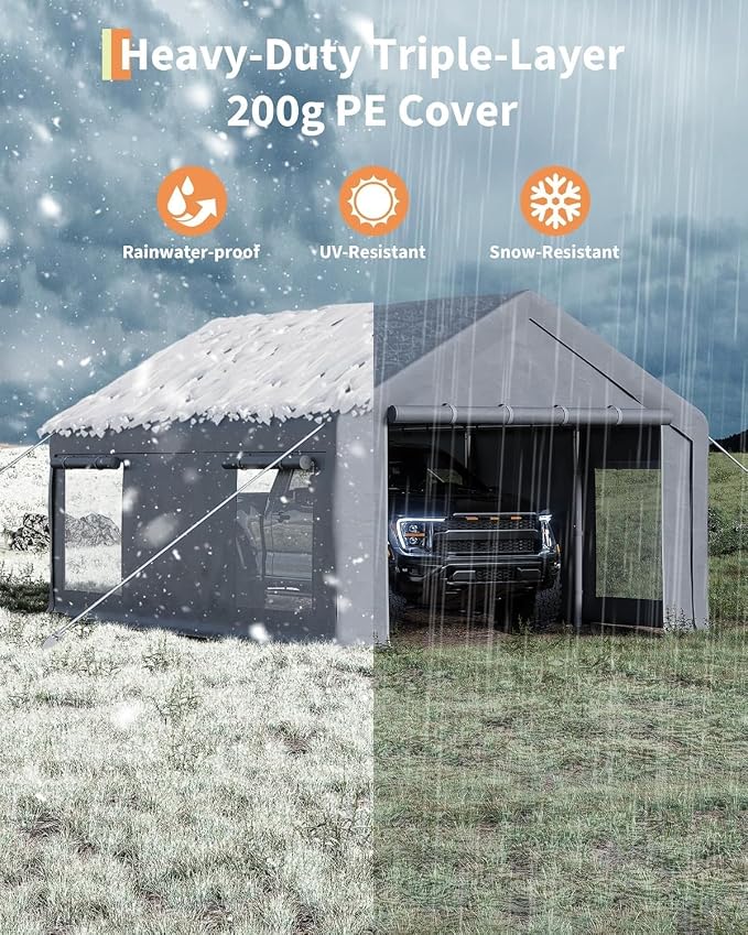 12 x 20ft Heavy-Duty Carport Canopy - Image 4